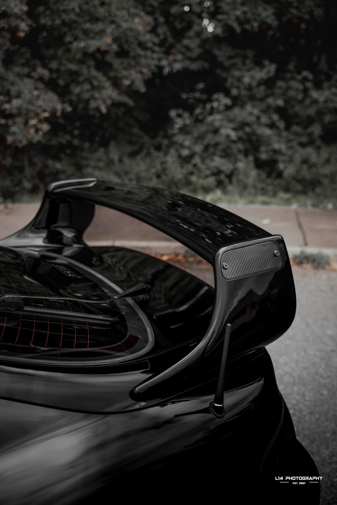 TRD style trunk spoiler with carbon caps alternate view 4